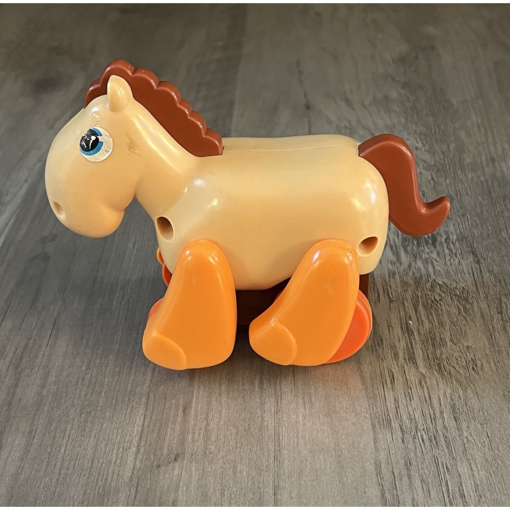 Vintage 1980s Tomy Pull-n-Roll Pets Horse Works Great! Very Good Condition!